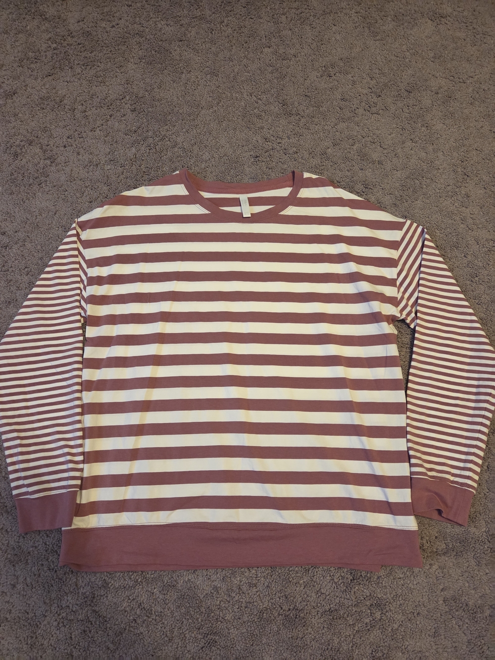 Miiyu par Simons Pink Striped Long Sleeve Lounge Top Crewneck Womens Large